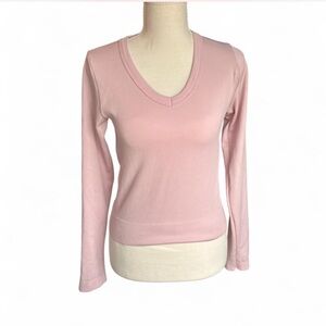 Faded Rose blush pink ribbed long sleeve top